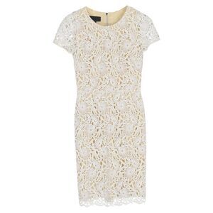 Burberry Prorsum Lace Detailed Knee-Length Dress in White Cotton